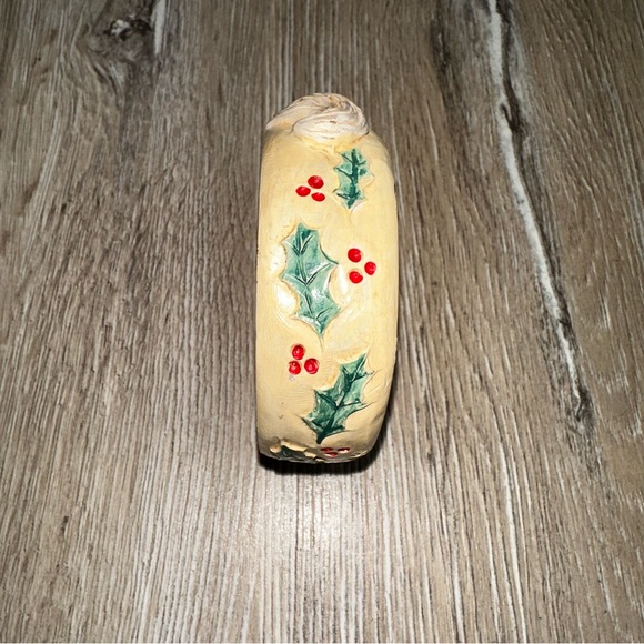 Vintage 90s Jim Shore Christmas Santa Bangle Bracelet Folk Art Holly Accent Boho - Picture 2 of 8